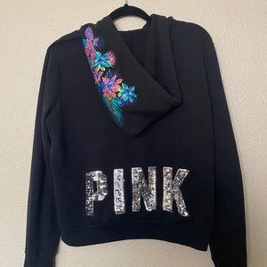 Pink VS floral zip up jacket